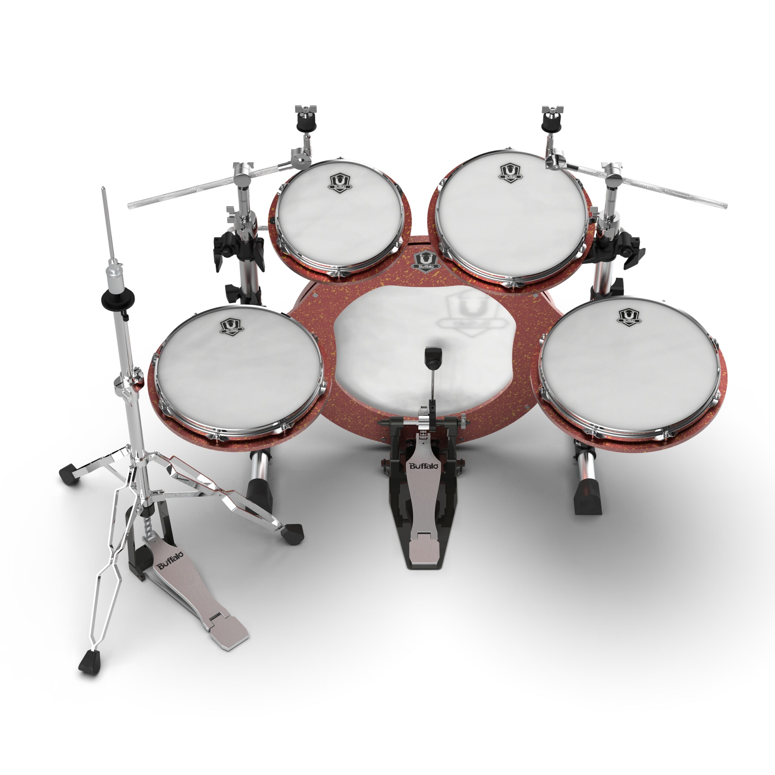 BUFFALO Roadster系列 RS-522RSH 5-Piece 鎏金紅 旅行 便攜 摺疊 全配 鼓組(含踏板及HH架):圖片 4