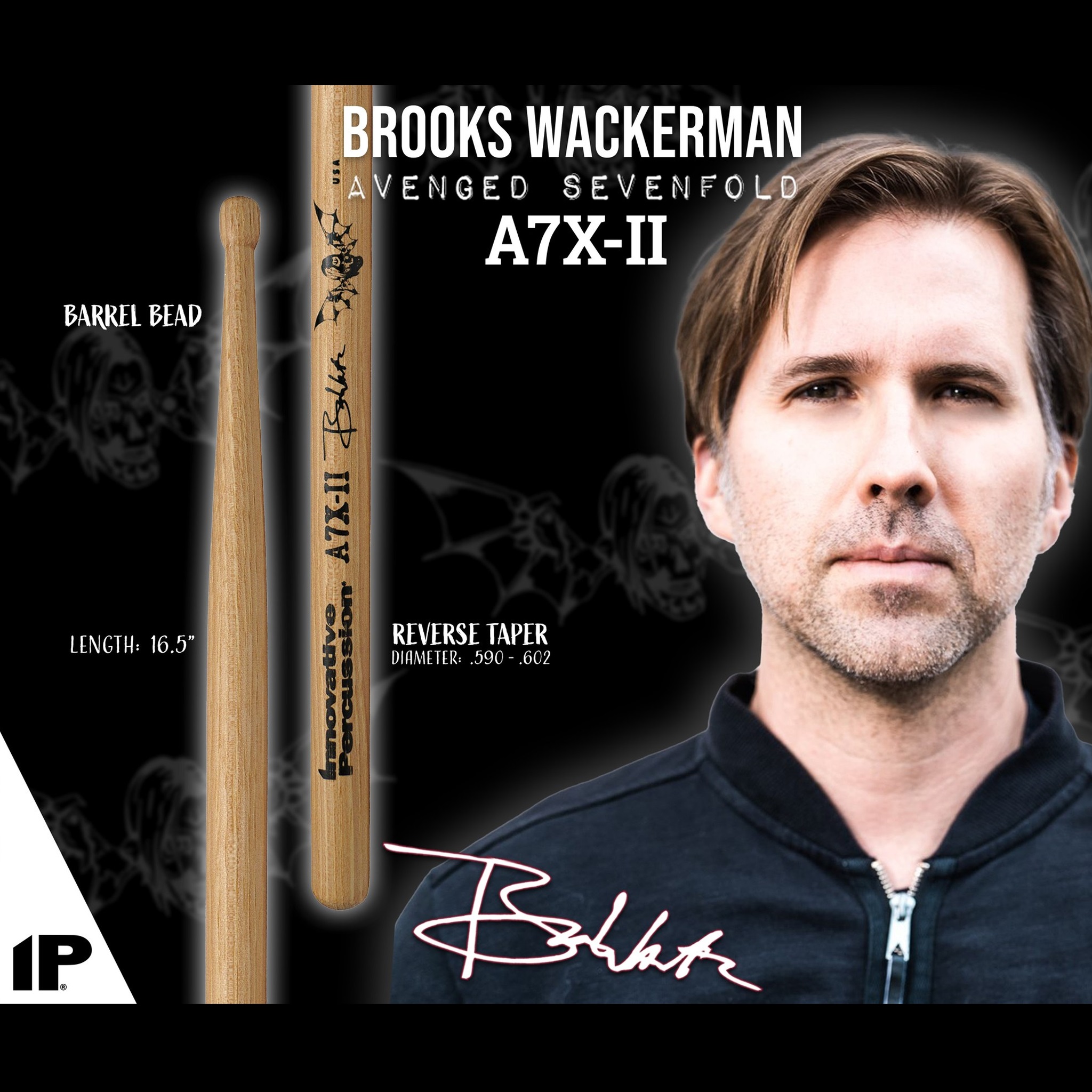 🇺🇸Innovative Percussion Brooks Wackerman簽名系列 A7X-II 胡桃木 鼓棒:圖片 3